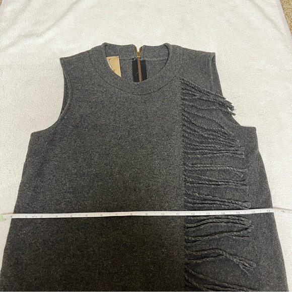 Jo No Fui Wool Blend Sleeveless Tank Dress in Gray With Side Fringe Professional - Picture 8 of 9